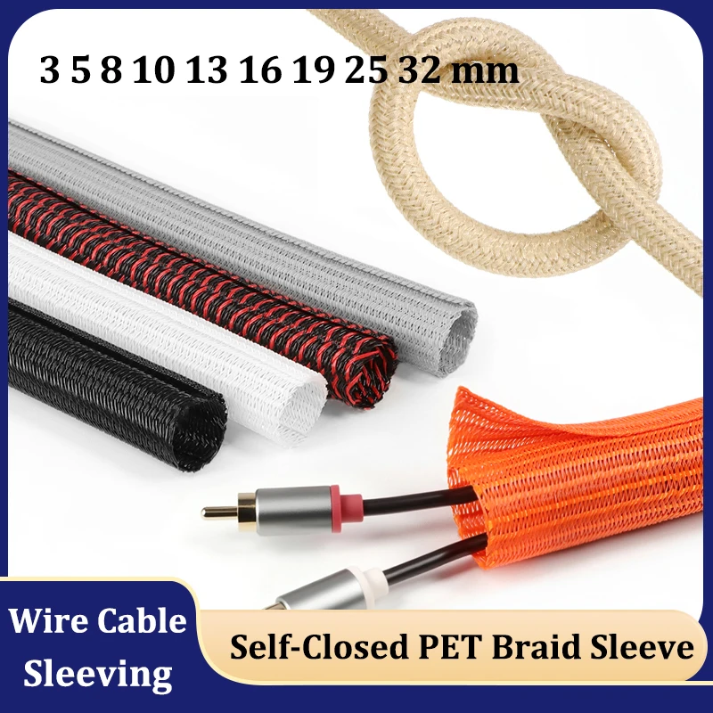 

1 - 10m PET Braid Self-Closed Sleeve Heat-resistant Insulated Split USB Wrapping Cable Protect Sheath 3 5 8 10 13 16 19 25 32mm