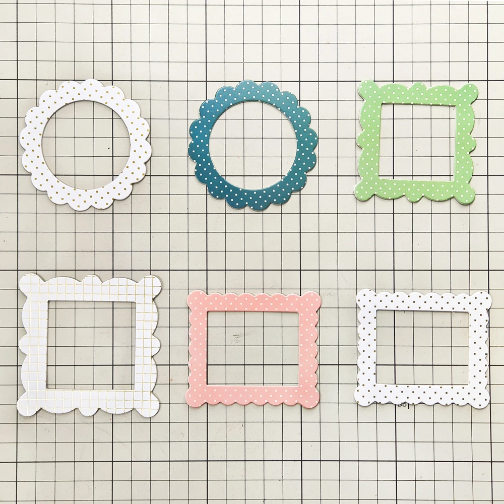 Creative Path 12 Stück Polka Dot Scrapbooking Fotorahmen-Aufkleber, hohle Papprahmen-Dekorationen für Bastelarbeiten und Journaling – Detail 3