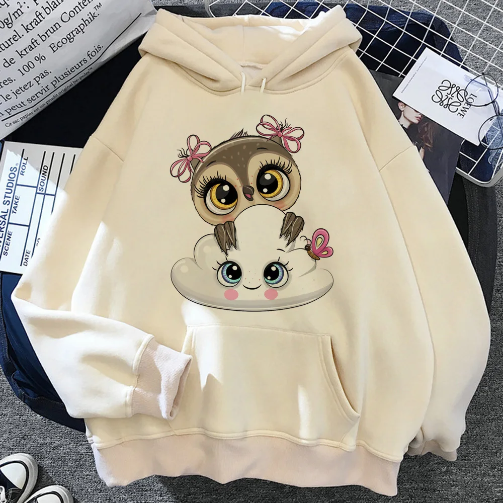 Owl hoodie Y2K casual wear elegant athleisure funny harajuku teen sweatshirts comfortable modern style printed design youthful