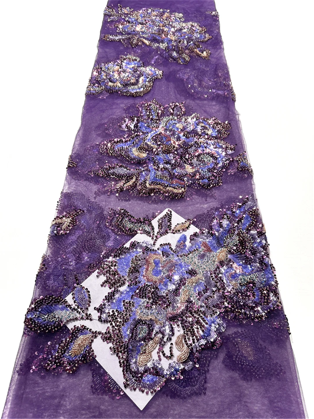 New Design African Beads Lace Fabric Luxury French Mesh Sequined Embroidered Lace Fabric Party Evening Dress Sewing-SHIT