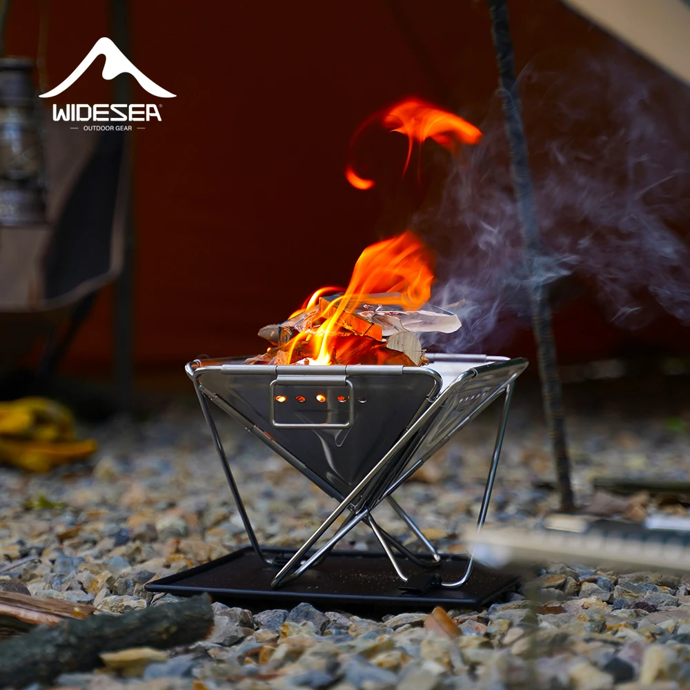 Camping Wood Stove Mesh Grill Small size Windproof Outdoor wild Survival Travel Tourism Stainless Steel Cook Equipment