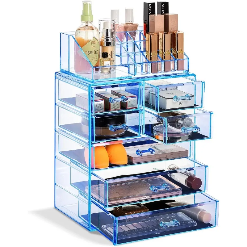 

Clear Cosmetic Makeup Organizer - Make Up & Jewelry Storage, Case & Display - Spacious Design - Great for Dresser