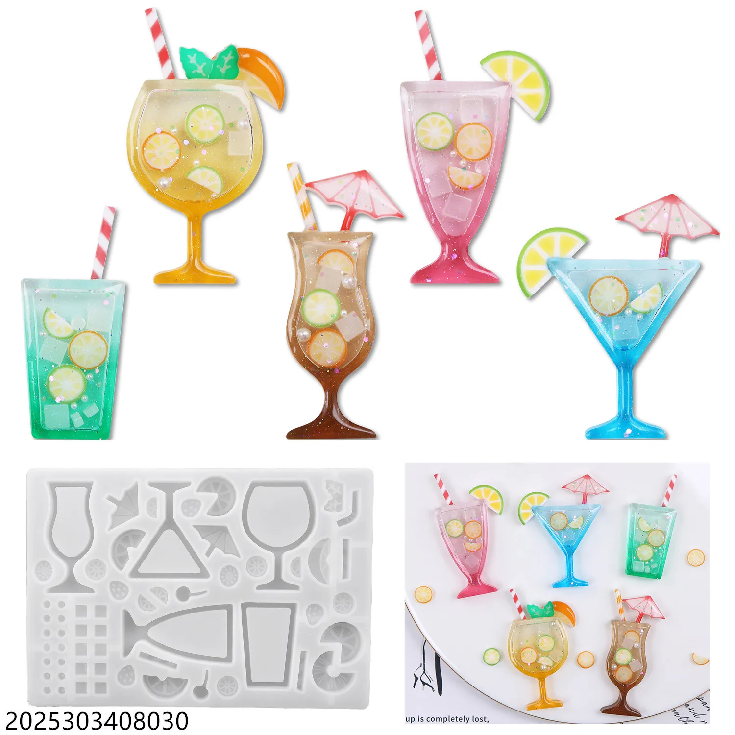 DIY Crystal Epoxy UV Glue Resin Making Mold Quicksand Drink Cocktail Orange Mirror Silicone Mould