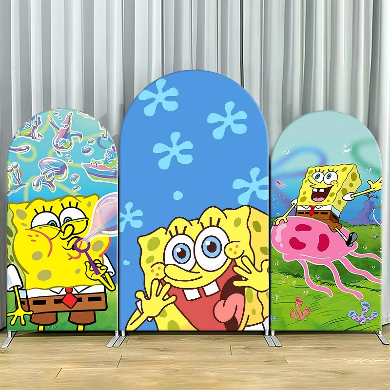 

SpongeBob Jellyfish Bubble Arch Backdrop Cover Ocean Party Decoration Elastic Fabric Event Photo Background Celebration Decor