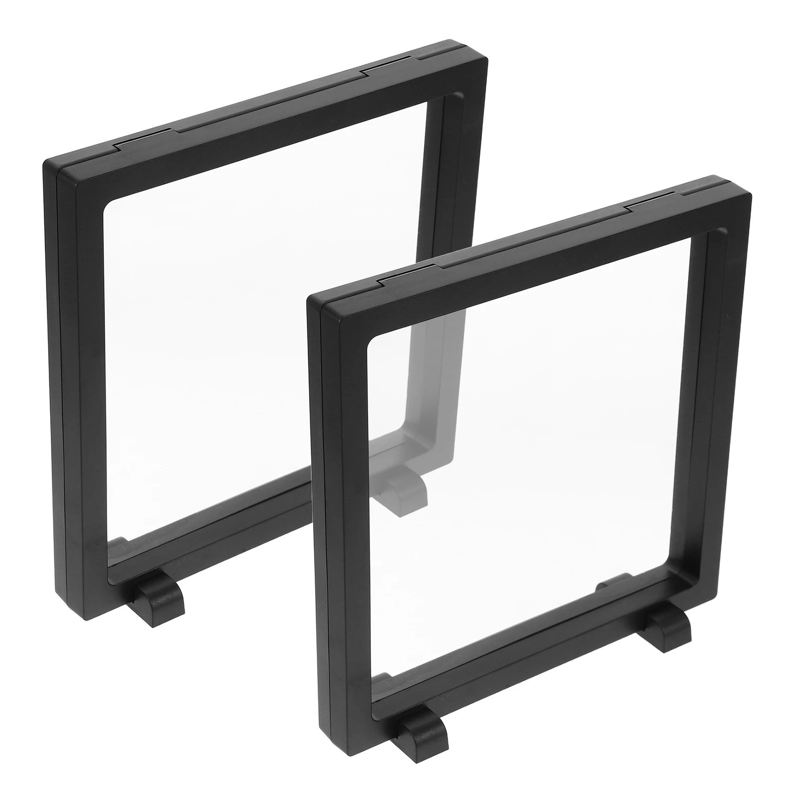 2pcs Floating Frame Display Case Transparent Plastic Badge Storage Box Enamel Pin Display Stand Small Souvenir Holder Medal