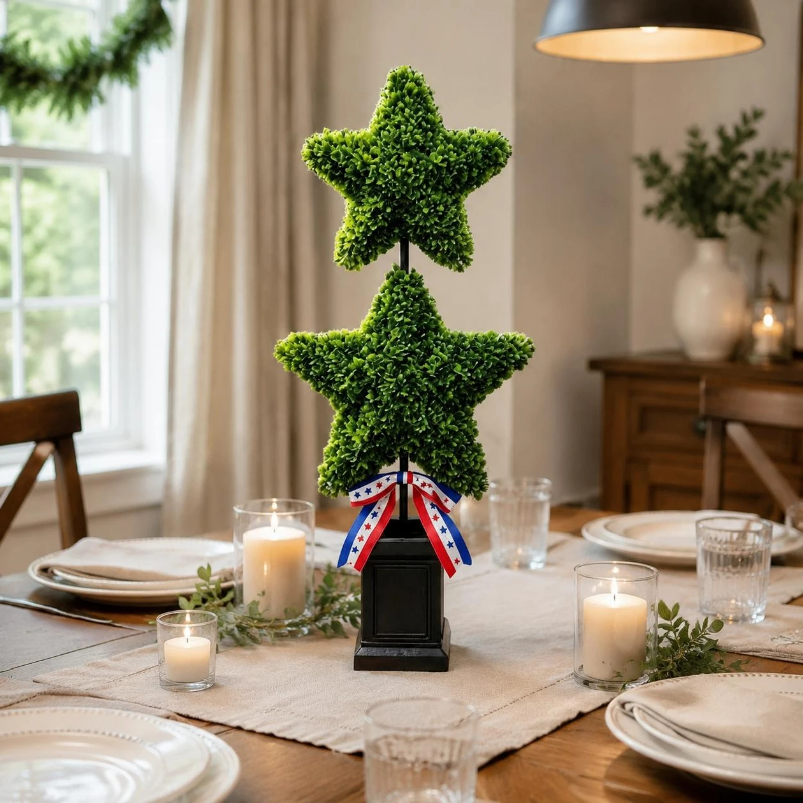 

Star-Shaped Plant Ornament Vertical Design Artificial Potted Plant Decorative Slim Stem