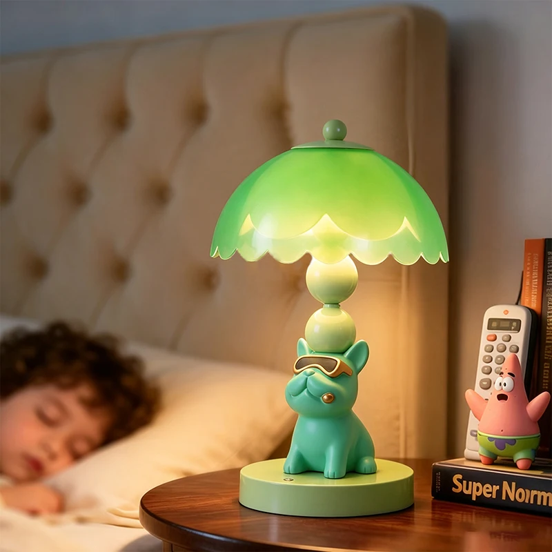 Cool Resin French Bulldog Table Lamp USB Charging Figurine Warm Bedside Light Unique Gift For Boys Bedroom Table Home Decor