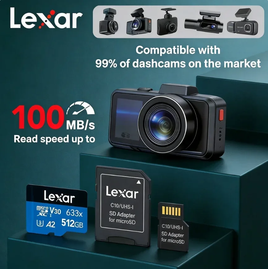 Lexar MicroSD TF Memory Card (633x) High-Speed Flash Card Class 10 U1 V10 A1 with 100MB/s Read Speed Long-Lasting Stability