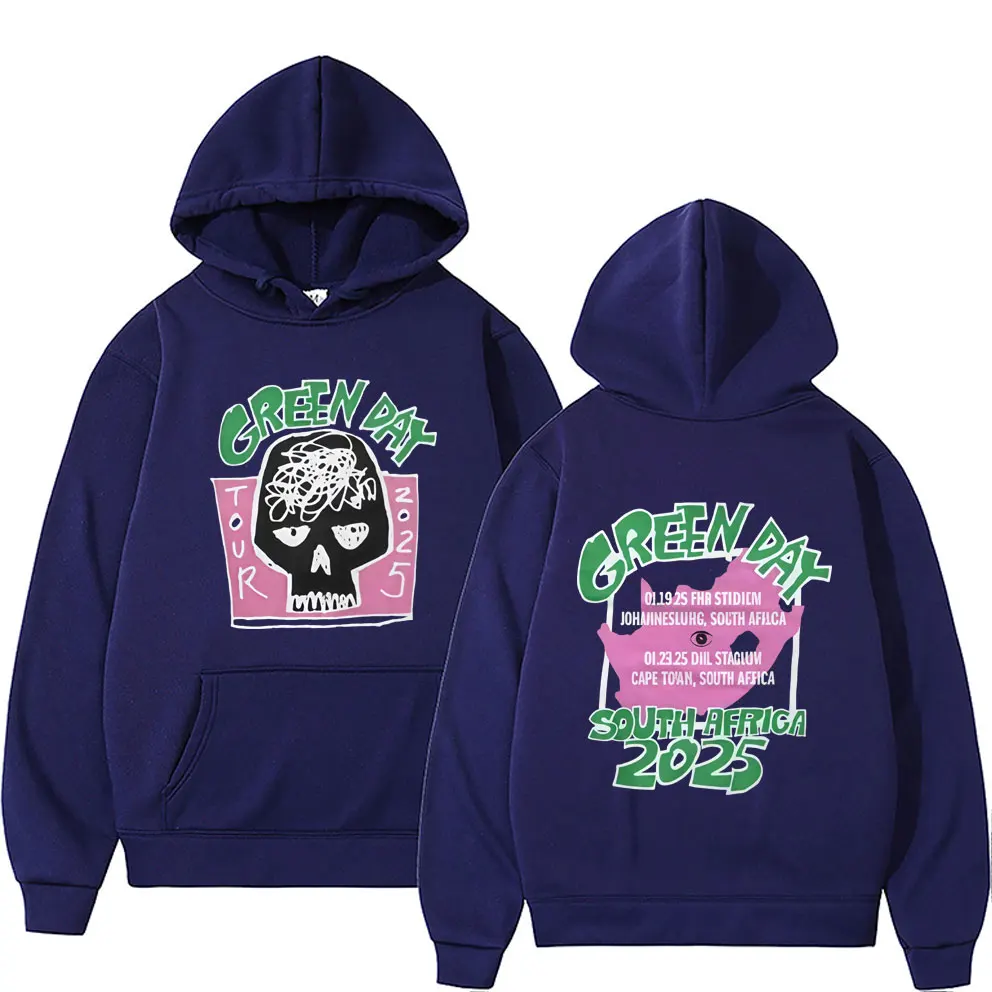 Punk Band Green Day Tour 2025 Hoodie Men Women Skeleton Oversized Rock Hooded Tracksuit Male High Quality Fleece Cotton Hoodies