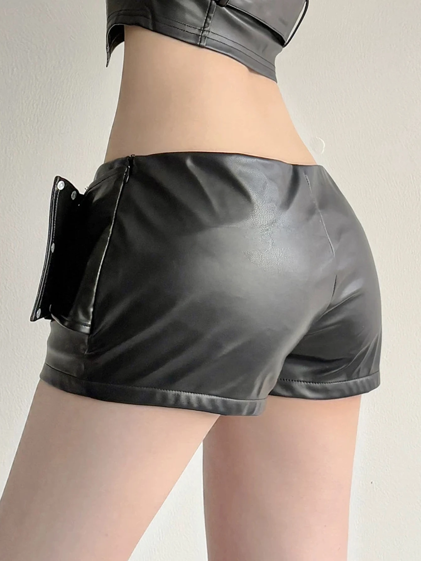 Sexy black PU leather shorts women summer fashion gothic micro mini shorts woman clothing low waist pole dance short hot pants