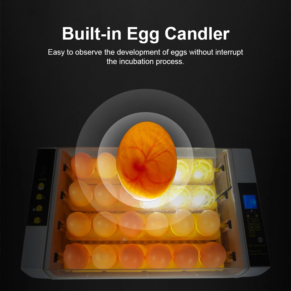 24 Eggs Incubator with Auto Egg Turning Humidity Control and Egg Candler Light Chick Cozy Incubator Hatching Chicken Quail Duck