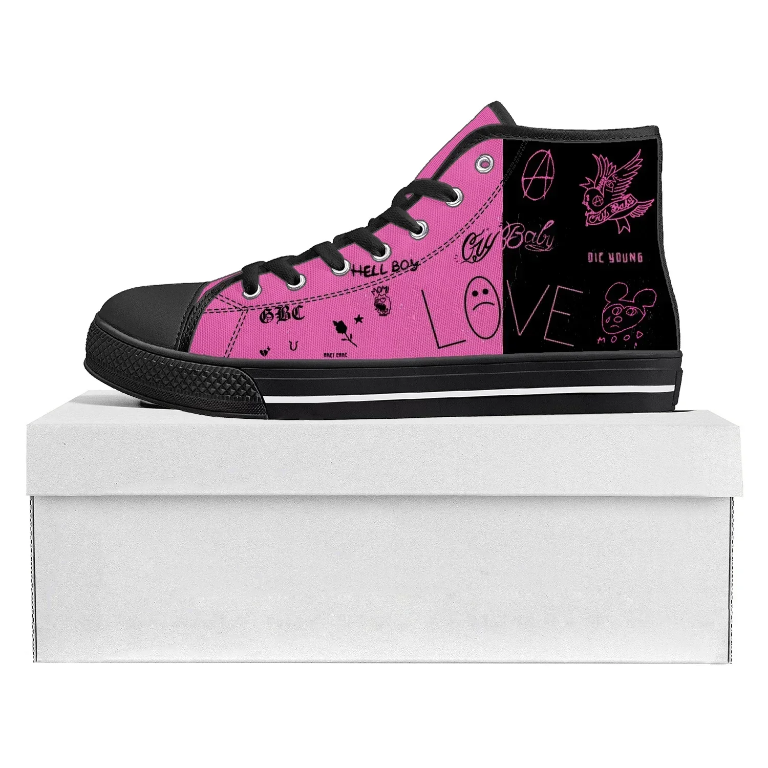 

Hot Hip Hop Rapper Lil Peep High Top High Quality Sneakers Mens Womens Canvas Sneaker Casual Couple Shoes Custom Shoe