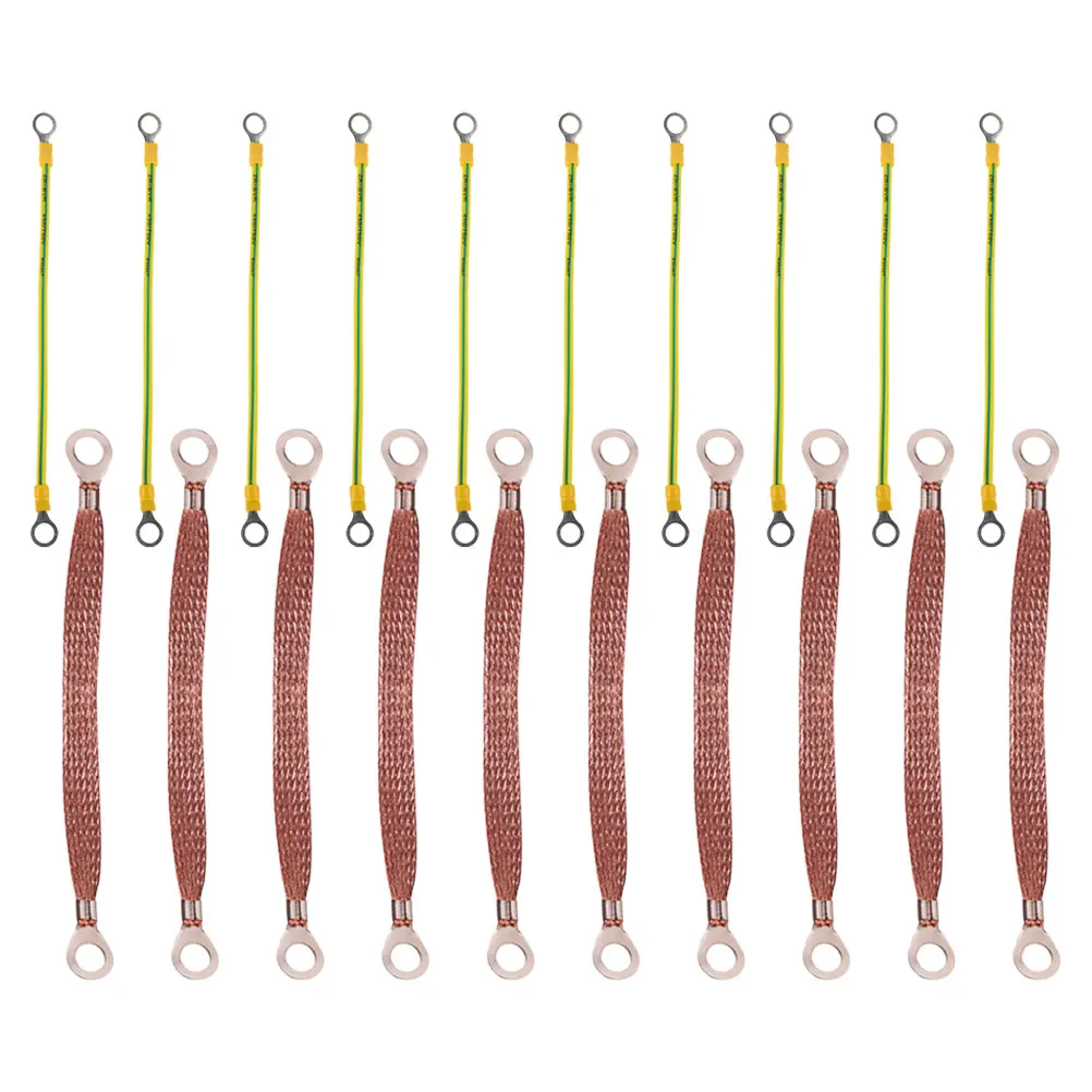 

20Pcs Copper Ground Straps Universal Automotive Engine Ground Wire Heavy Duty Electrical Connector Cables for Car Truck