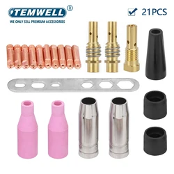 Embouts de buse sans gaz pour outils de soudage MIG, kit de soudage, noyau de flux, remplacement, 0.8mm, 0.9mm, 21 pièces