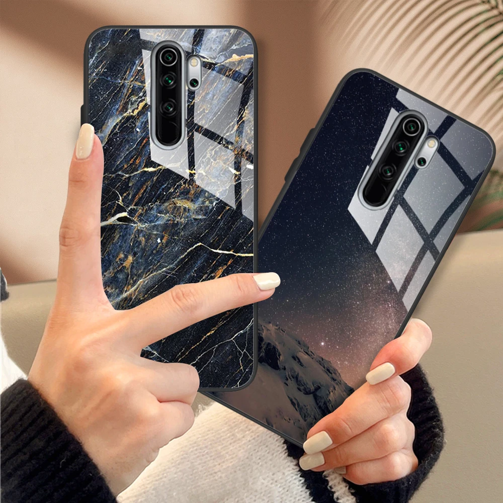 Tempered Glass Phone Case For Xiaomi Redmi Note 8 Pro Silicone Bumper Back Cover for Redmi Note8 Note 8 Pro 8T Case Cover Coque