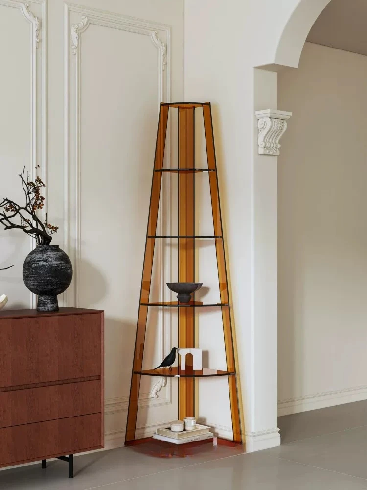 Simple modern acrylic triangular trapezoidal shelf living room storage