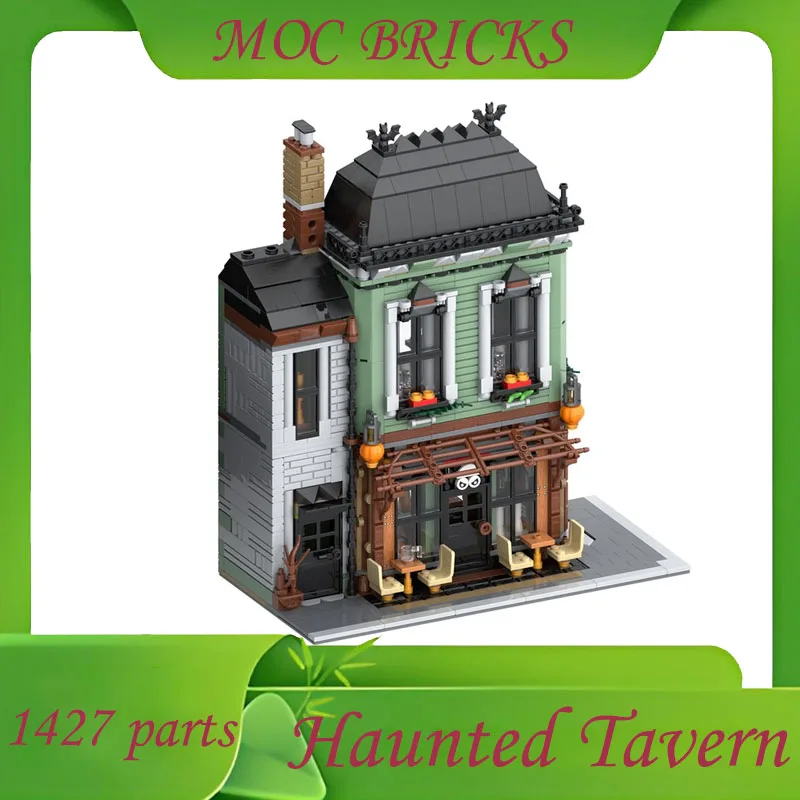 

Customize 1427 Parts City Street View Moc Haunted Tavern Model Customize DIY Creative Ideas Kid Assembly Puzzle Birthday Gifts