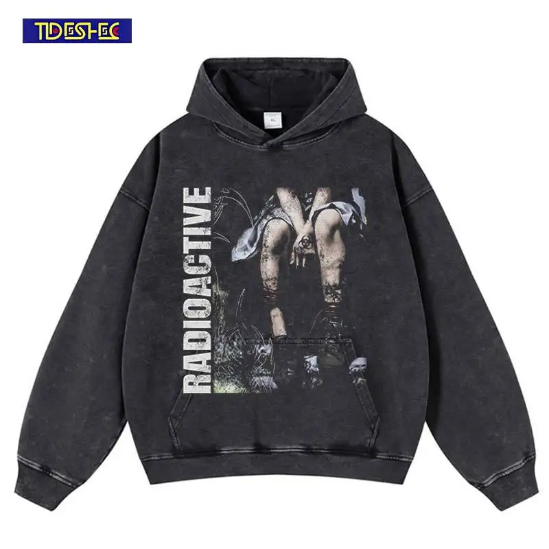 

Зимняя эластичная толстовка с капюшоном в стиле хип-хоп, Харадзюку, панк, уличная одежда с принтом, винтажный свободный пуловер, толстовка большого размера с капюшоном