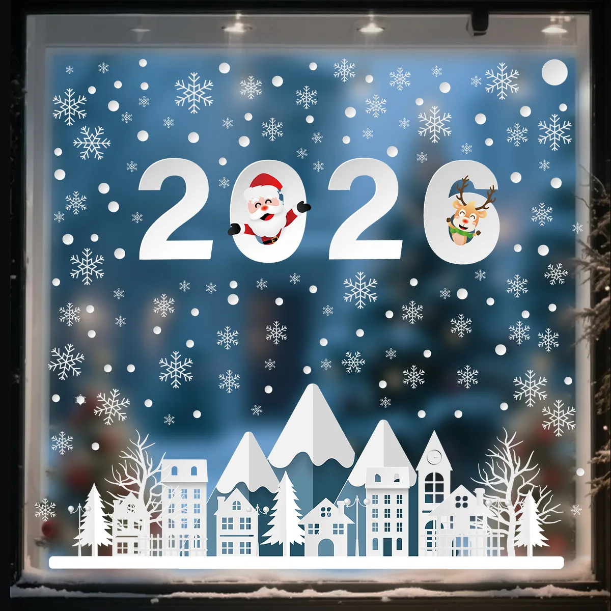 

2026 Christmas Stickers Winter Christmas Party Scene Decoration Window Glass Background Decorative Stickers