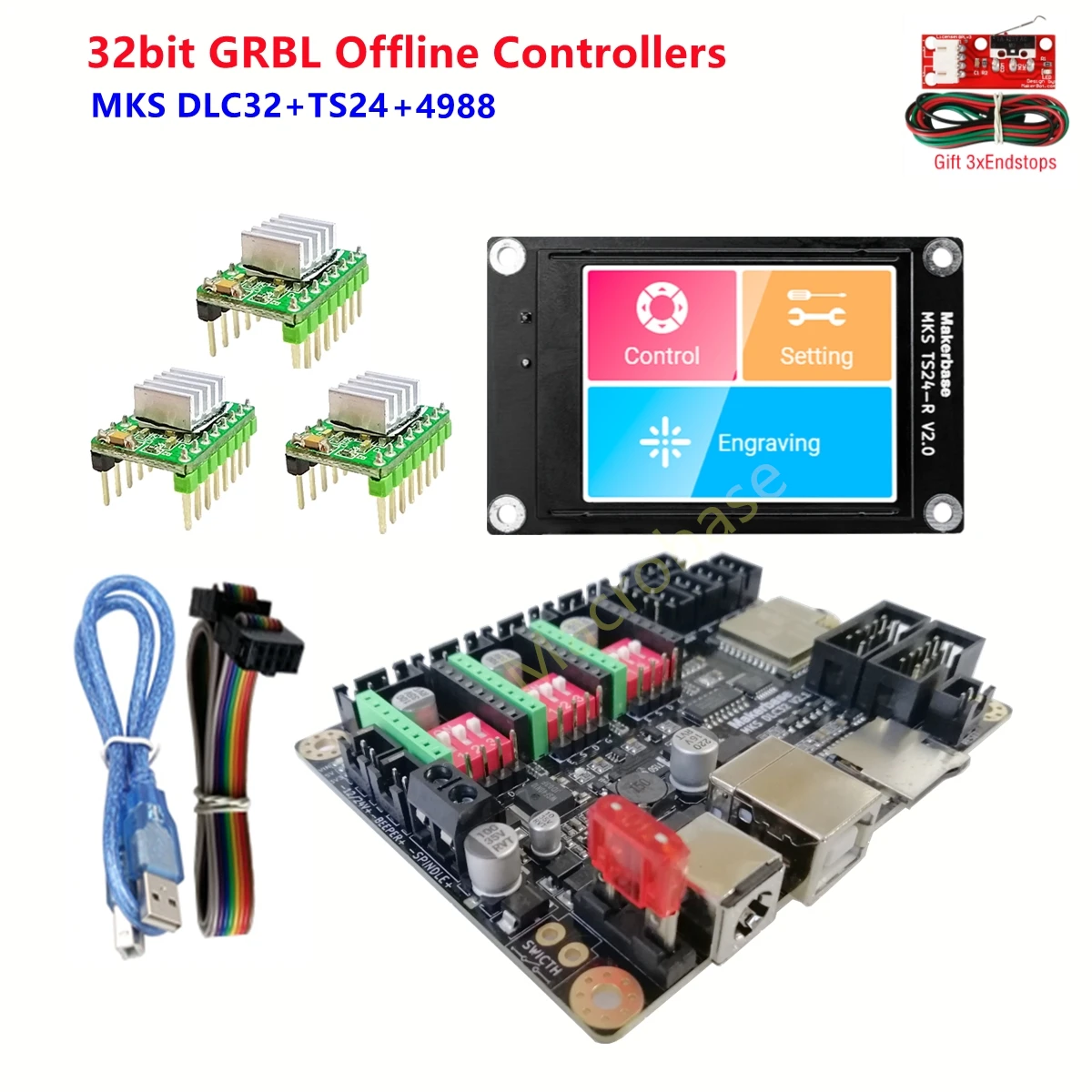 CNC3018 PRO 3020 MAX offline controller GRBL 32 bits control card MKS DLC32 TS24-R touch screen CNC mahine DIY parts