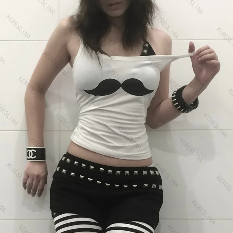 

Retro early vintage casual slim fit classic popular versatile camisole top summer high street gothic hip-hop rock camisole top