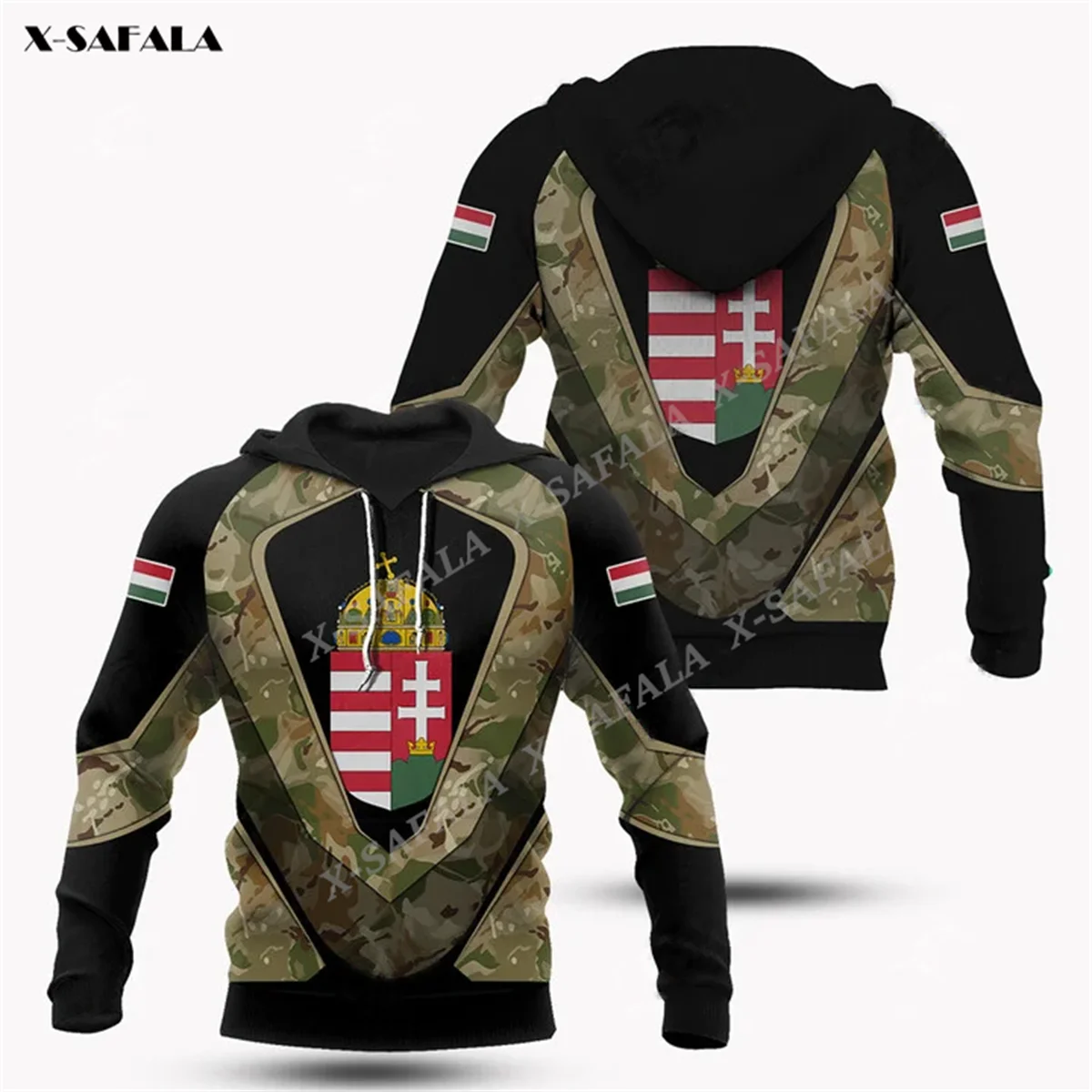 HUNGARY EAGLE Camo Army Veteran 3D Print Zipper Hoodie Men Pullover Sweatshirt Hooded Jersey Tracksuits Outwear Coat