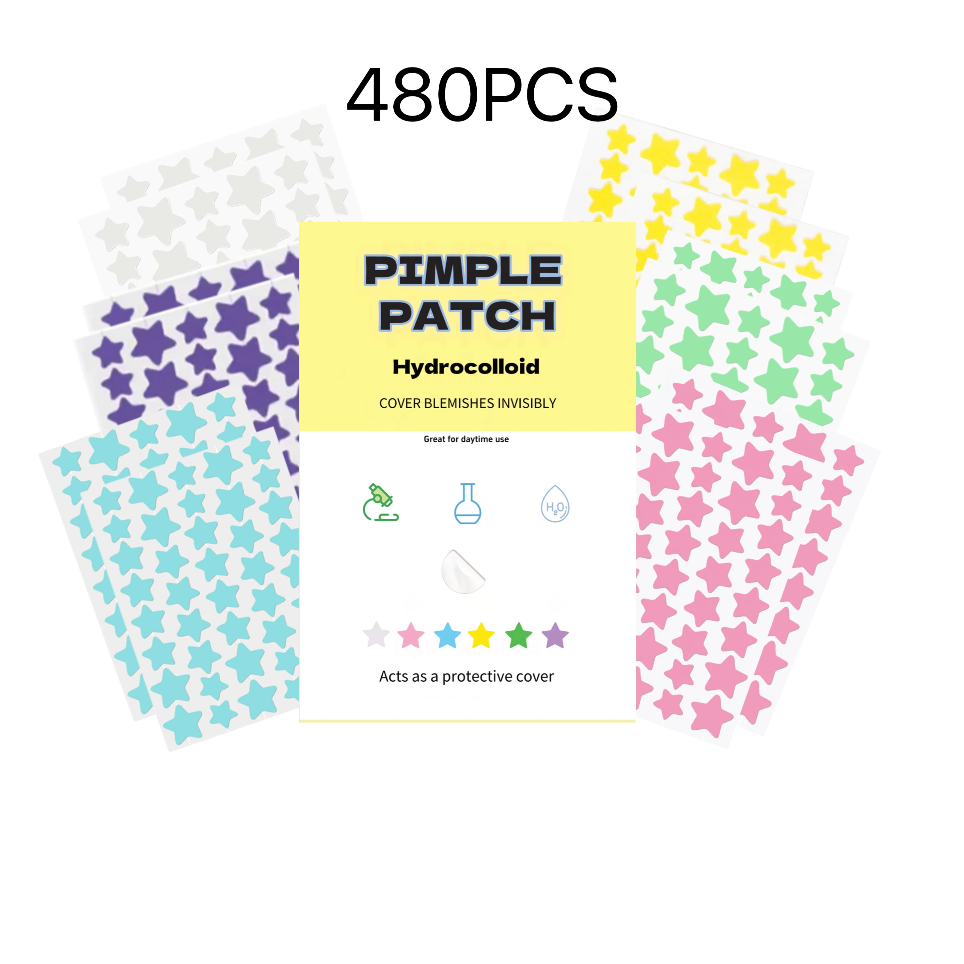 480 unids/set estrella parche para acné acné colorido Invisible eliminación de acné pegatinas para el cuidado de la piel corrector cara punto herramientas de maquillaje de belleza bueno