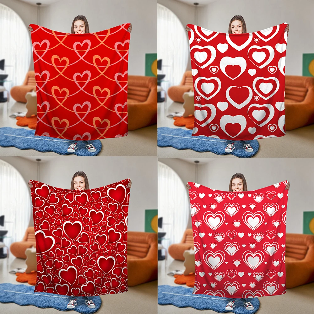 

and Valentine's Day soft red love flannel blanket comfortable sofa blanket, student blanket air conditioning four season blanket