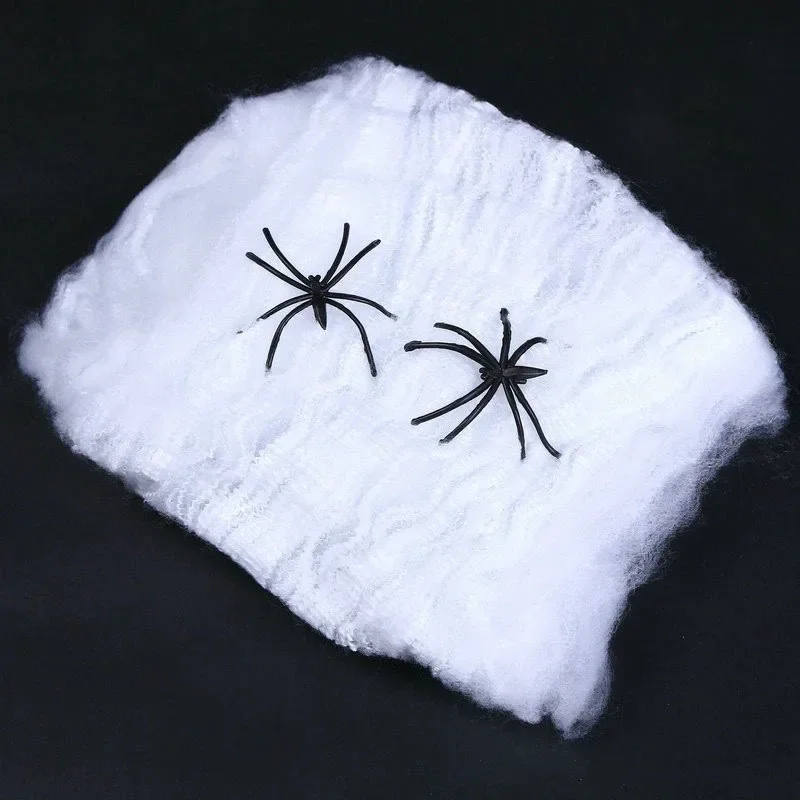 Halloween künstliches dehnbares Spinnennetz mit Spinnen Dekoration für Gothic Geisterhaus Party Horror gruselige Requisiten Accessoires realistisch langlebig perfekt für Innen Außen Halloween Partys und schaurige Dekor – Detail 24
