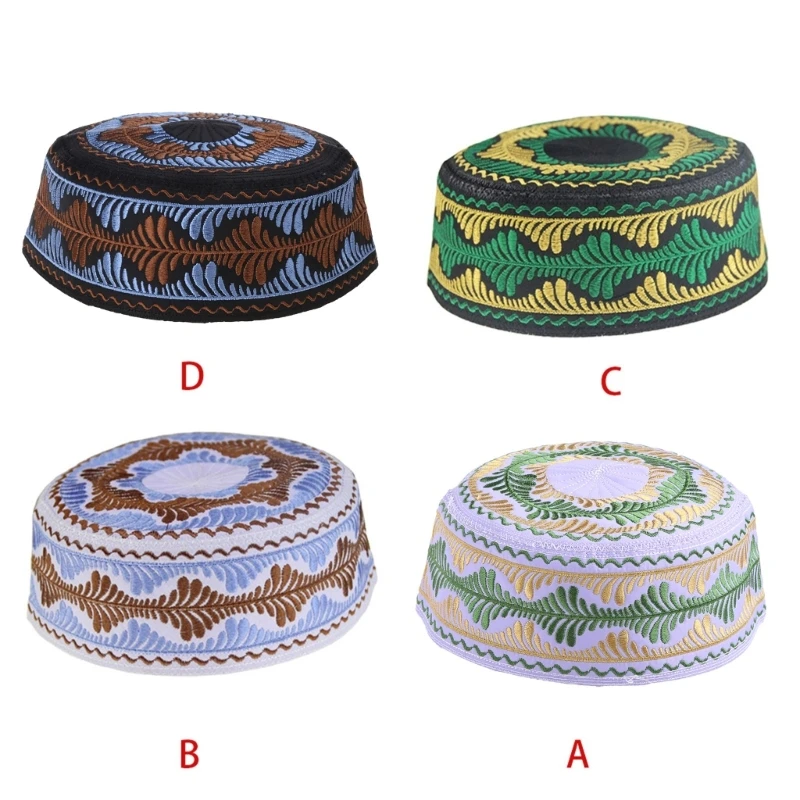 Islamic Muslim Kids Hat Boys Pray Embroidery Round Saudi Arabian Prayer Beanie Accessories Dropshipping