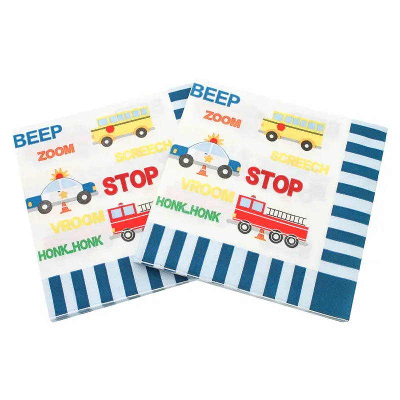 20 шт. Одноразовые салфетки для обеда с принтом автомобилей, 33x33 см