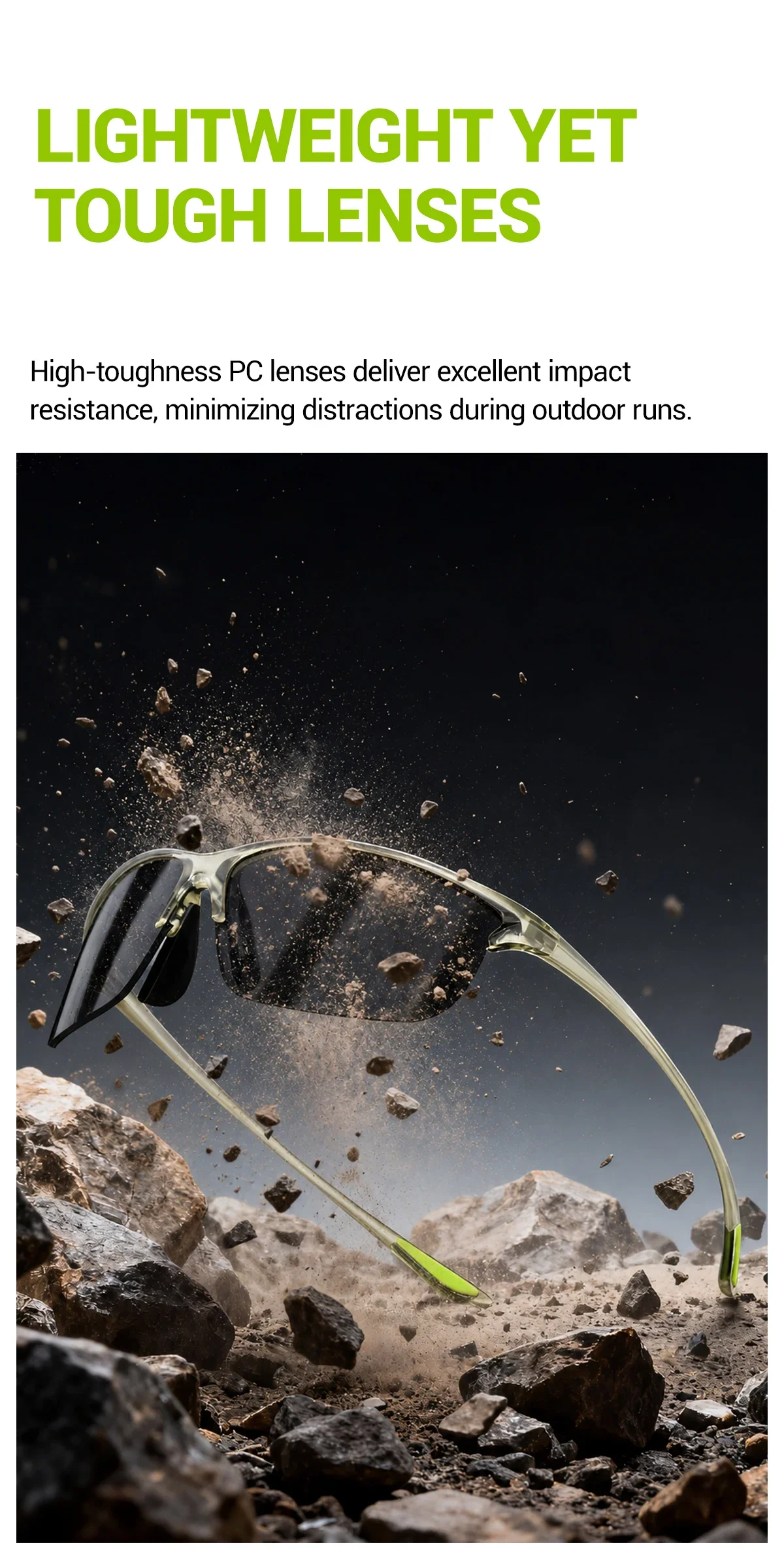Kapvoe 2026 Wanderbrille Photochrome Radsport-Sonnenbrille Laufbrille Sportbrille für Outdoor-Aktivitäten Hochbelastbare Hochelastische Schutzbrille – Detail 5