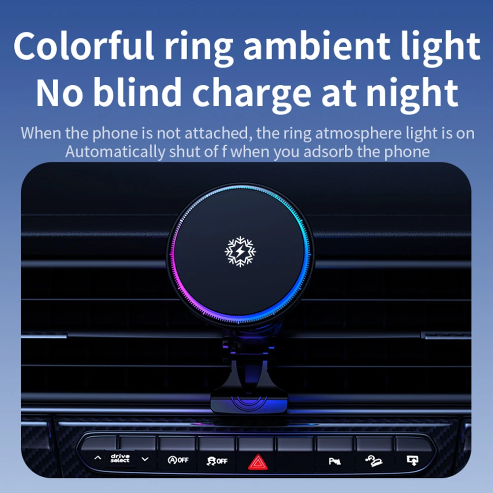 

15W Magnetic Car Mount Charger 360° Rotation Wireless Charging Fast Charger Phone Cooler for iPhone 16 15 14 13 Pro Max Mini