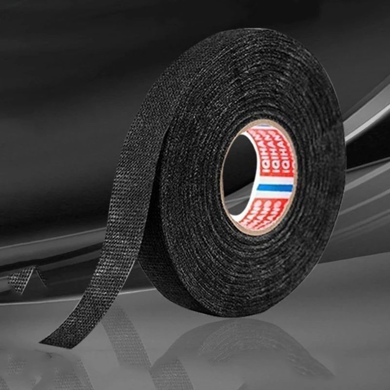 8/15/19 مللي متر 15/20 متر الأسود المخملية الأسلاك حزمة لهب تلوح في الأفق تسخير شريط كهربائي لاصق قماش نسيج الأسلاك