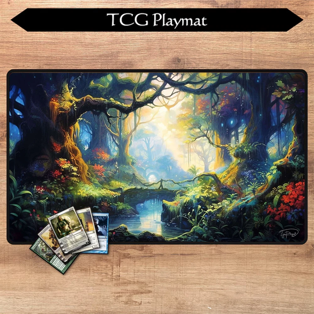 

Large Green Forest Playmat TCG MTG Mouse Pad for Card Collection Game Computer Desk