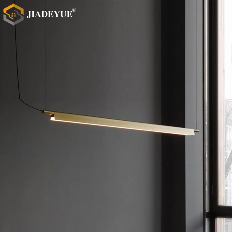 

Modern minimalist restaurant pendant light LED gold black long pendant light office household line restaurant light