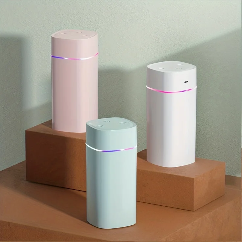 600ml Cool Mist Portable Humidifier - Compact Dual Spray Desktop Humidifier with LED Light, USB Powered, Whisper Quiet Operation