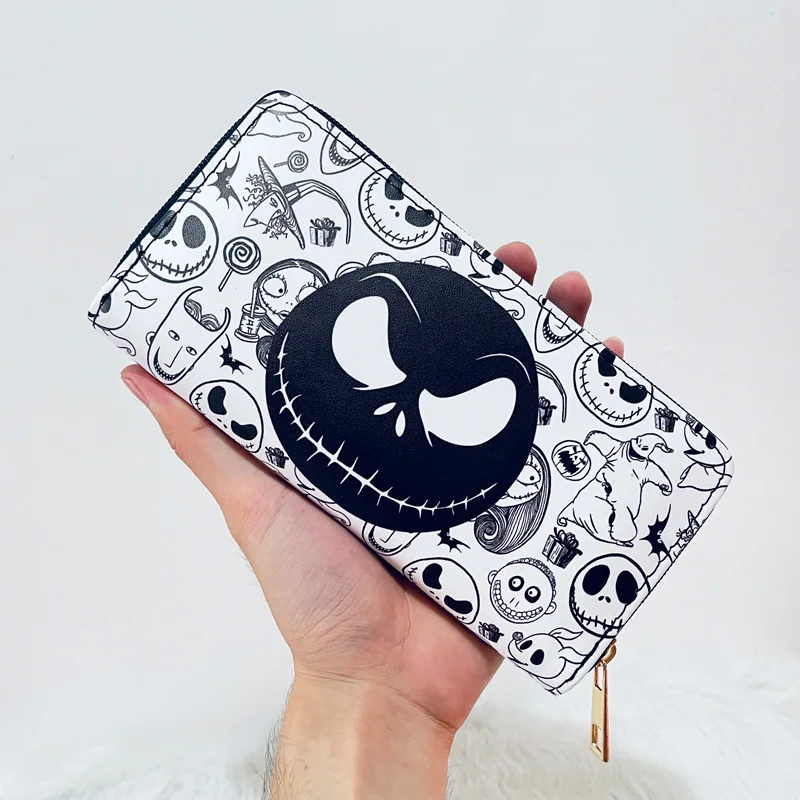 Disney Skeleton Jack Women Wallets Fashion The Nightmare Before Christmas White Female Purse Zipper Coin Wallet Halloween Gift