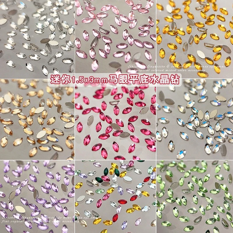 

Colorful Horse Eye Flat Bottomed Crystal Rhinestones Round Heart Water Droplet Zircon Nail Art Decorations Manicure Accessories