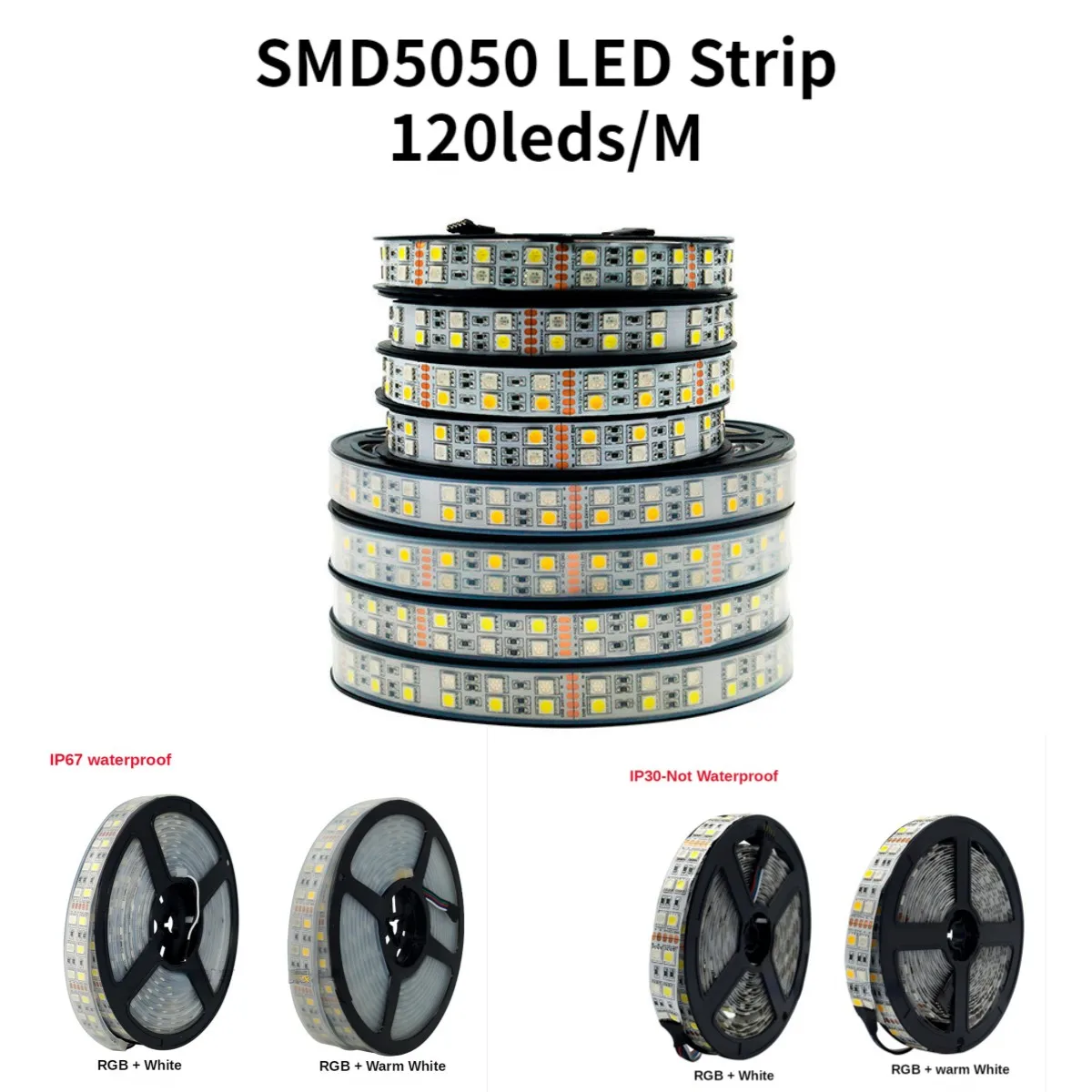 

Новинка 5 м/рулон двухрядные гибкие фотополосы SMD5050 RGBW RGBWW RGB холодный белый теплый белый 120 светодиодов/м IP30/IP67 Водонепроницаемый 12 В постоянного тока 24 В