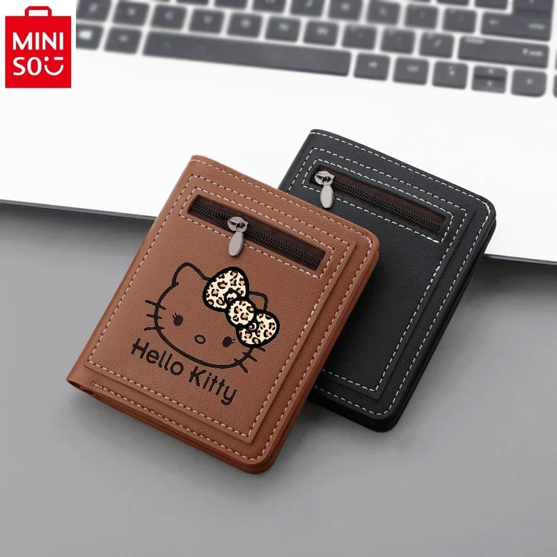 MINISO sanrio Hello Kitty Cartoon Print Wallet Student Short Fashion Zipper Wallet Coin Storage Multi functional Zero Wallet