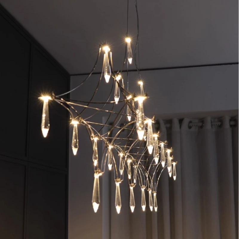 Starry Crystal Chandelier Luxury Fireflies Ceiling pendant Light for Living room Lobby Front Bar Dining Table Crystal LED Lamp