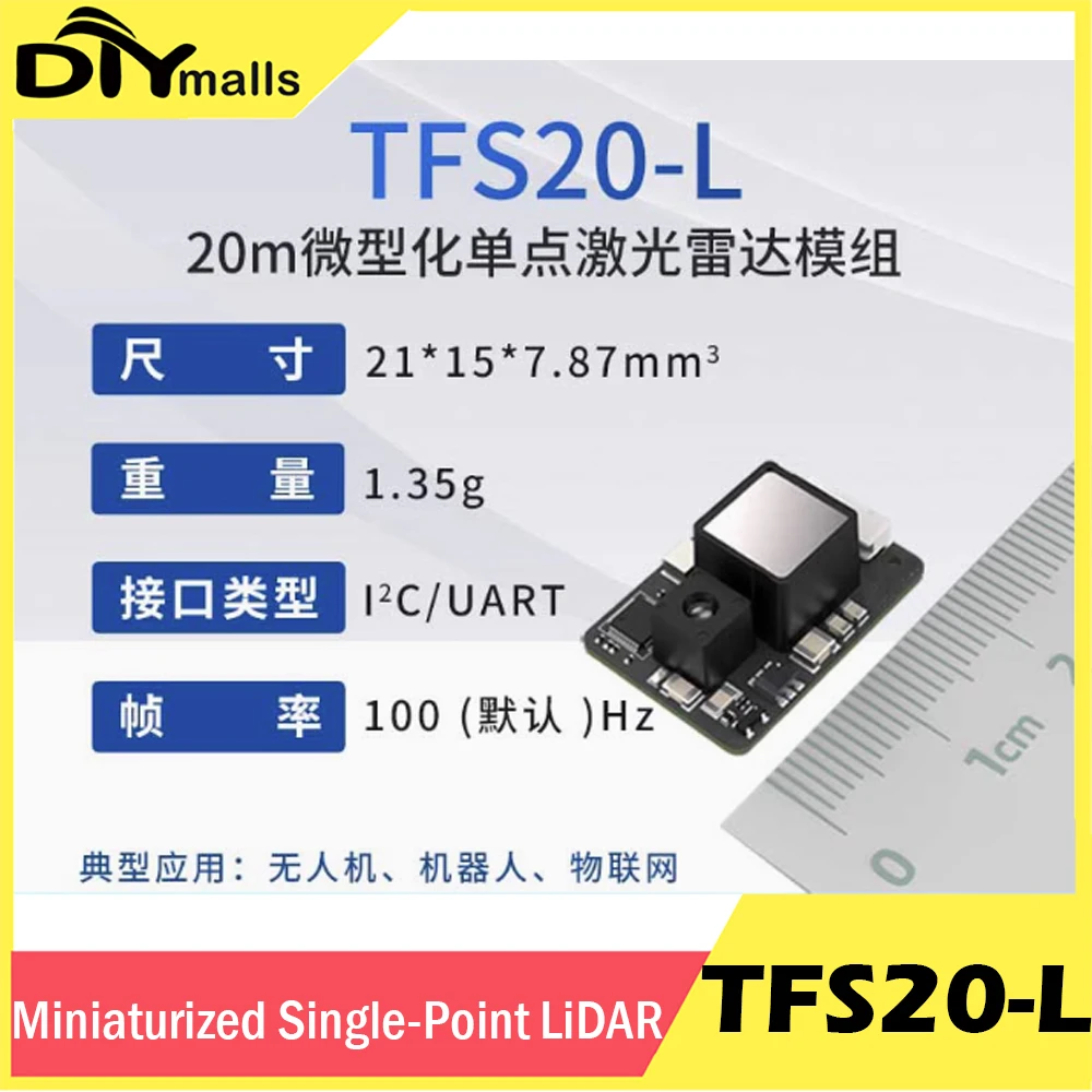 

Benewake TFS20-L 20Meters UART IIC I2C Miniature Micro Single Point LiDAR Sensor Module Distance Measurement Module for Drone