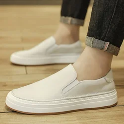 Platform Leather Oxfords Slip On Thick Tottom Male Derby Shoes Casual Loafers Mens Square Toe Formal Dress Shoes Men Big Size