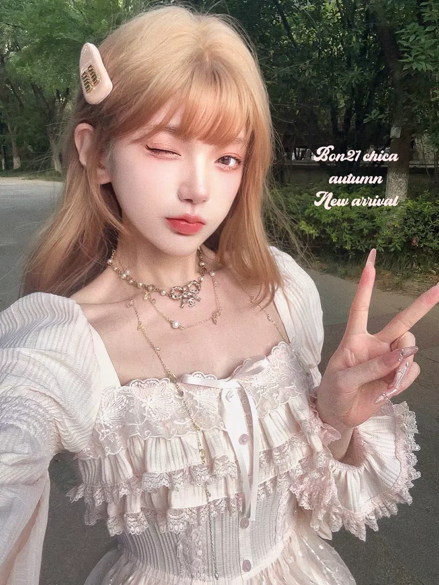 Prinzessin Sweet Lolita Shirt Bobon21 Angel Whispering Lace Retro Langarm Puppenhemd T2426