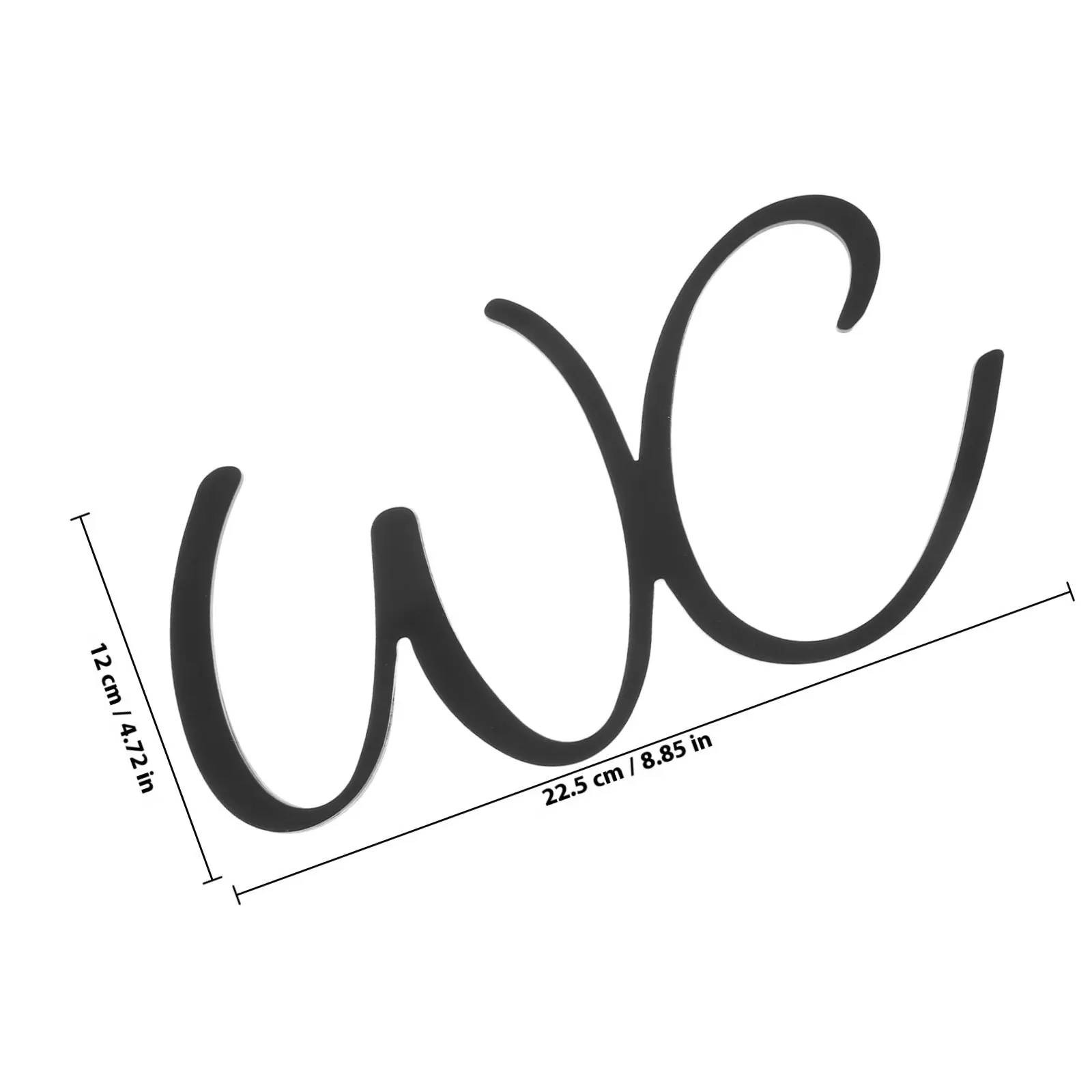 Modern Bathroom Sign Iron Material Wc Sign Self-Adhesive Easy Install for Home Office Commercial Restroom Unisex Washroom Decor