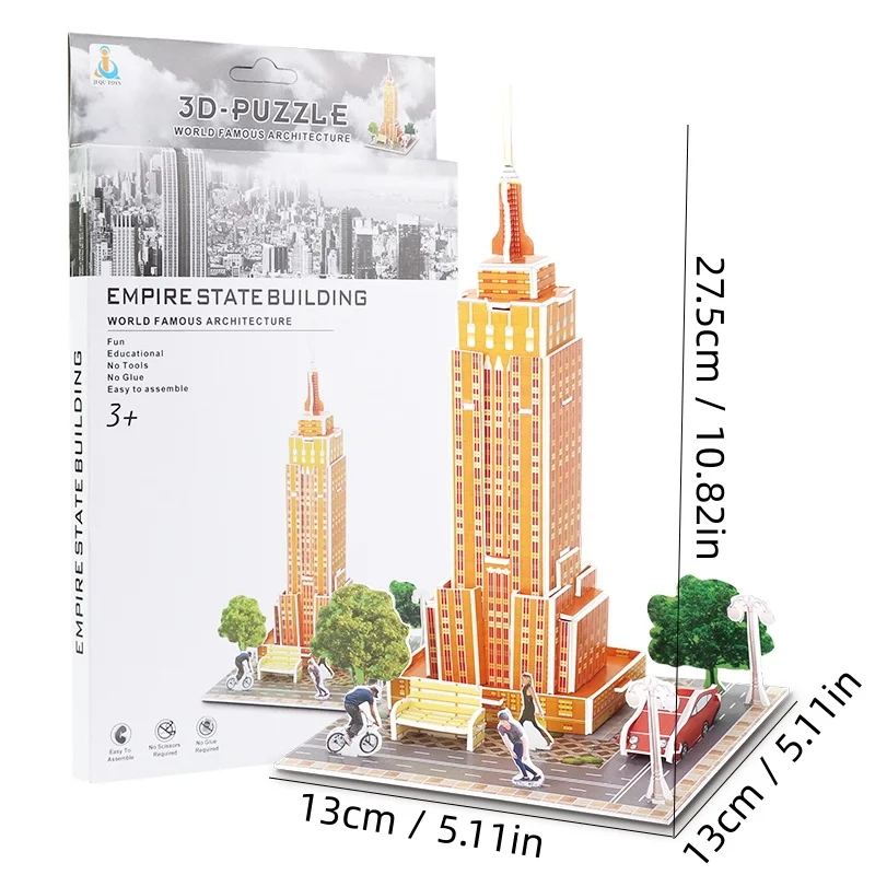 Weltarchitektur 3D-Papierpuzzle, kleines Modell, berühmte Landschaft, geistige Entwicklung, DIY-Attraktionen, Spielzeug für Kinder