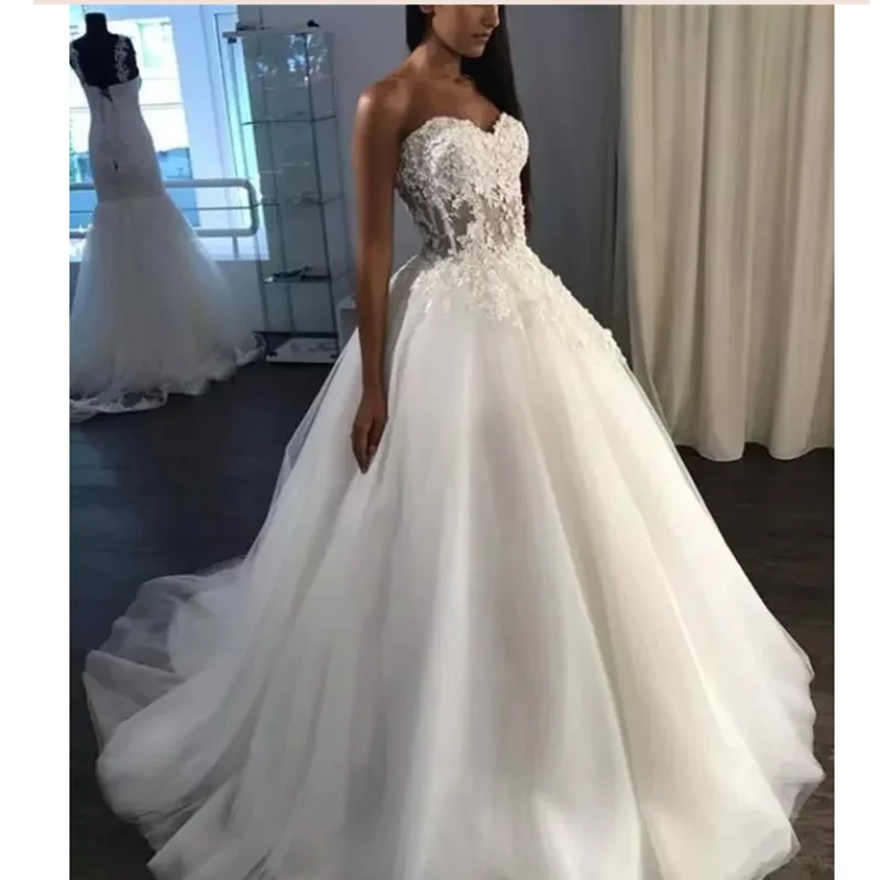 Angelsbridep – Robe De mariée africaine en Tulle, tenue De bal, transparente, avec des Appliques, grande taille