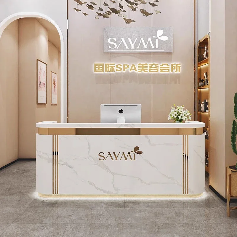 

Reception Desk Luxury Help Table Atelier Cafe Counter Elegant Office Salon Business Bank Aesthetic Home Bureau Muebles Armable