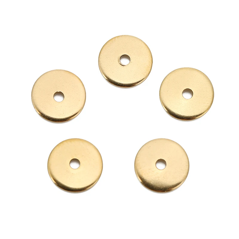 Aço inoxidável Flat Disc Spacer Beads, Ouro Em Branco, Rodada Loose Beads para Pulseiras DIY, Colar Fazer Jóias, 4mm, 5mm, 6mm, 8mm, 10mm, 50Pcs